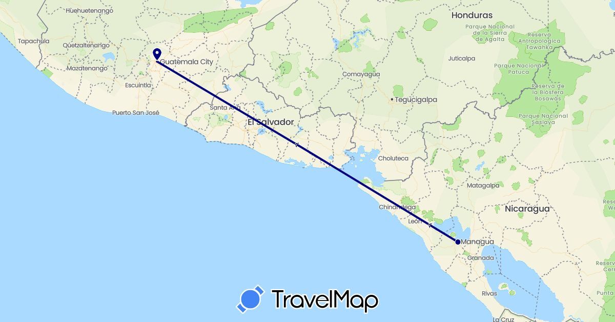 TravelMap itinerary: driving in Guatemala, Nicaragua (North America)